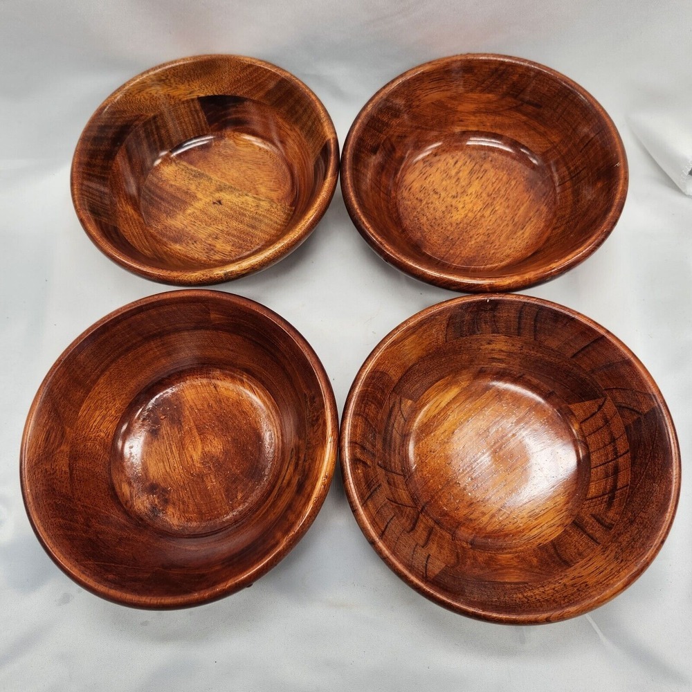 Segmented Walnut Wood‎ FOUR Piece Salad Bowl set